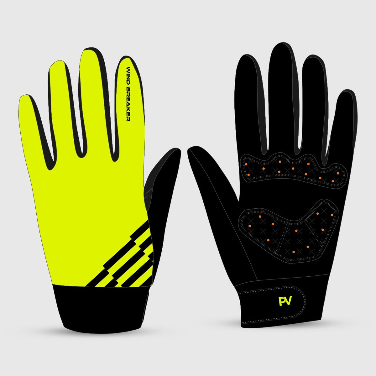 Storm Unisex Full Finger Cycling Gloves – Fluorescent Yellow